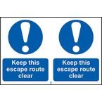 Keep This Escape Routeclear - Sapp (300 X 100 Mm) Pack of 2