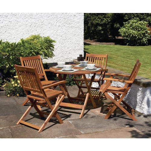 Wooden folding outdoor dining table and chair set