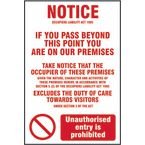 Occupiers Liability Act 1995(information) - Sapp (200 X 300 Mm)