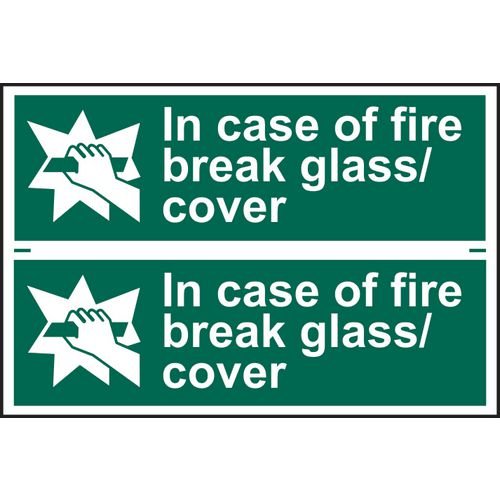 In Case Of Fire Break Glass/Cover - Sapp (300 X 100mm) Pack Of 2