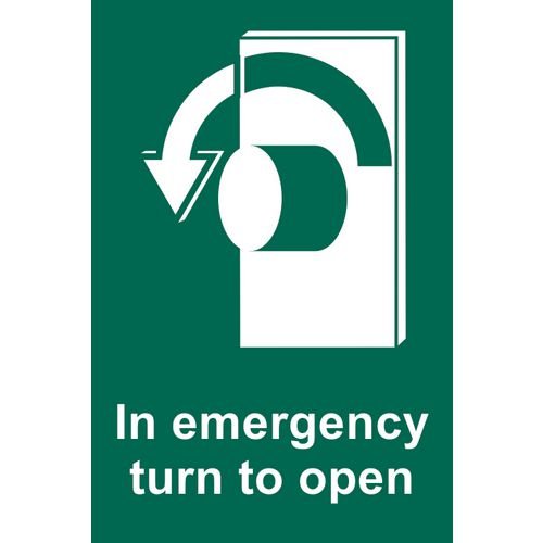 In Emergency Turn To Open (Left) - 1.2mm Recyclable Pp (100 X 150mm)