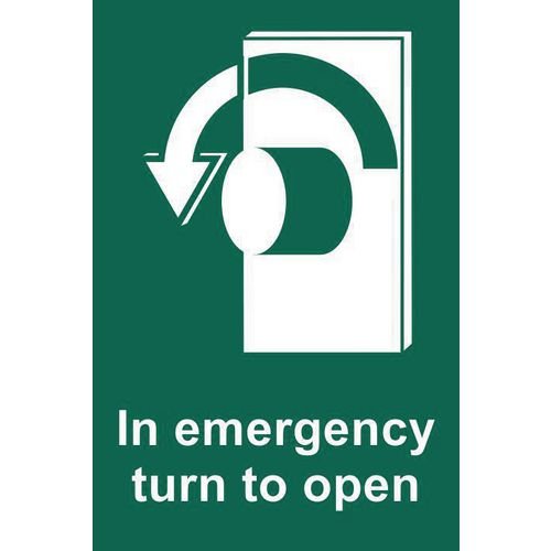 In Emergency Turn To Open (Left) - Sav (100 X 150mm)