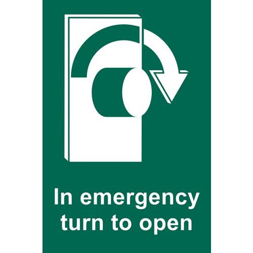 In Emergency Turn To Open (Right) - 1.2mm Recyclable Pp (100 X 150mm)