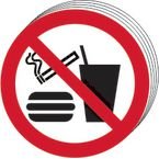 No Eating No Dinking No Smokingsymbol - Sav (50 mm Dia.) (pack of 10)
