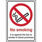 No Smoking It Is Against The Lawto Smoke in These Premises - 1.2 mm Recyclable Pp (148 X 210 Mm)