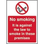 No Smoking It Is Against The Lawto Smoke in These Premises - 1.2 mm Recyclable Pp (148 X 210 Mm)