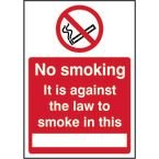 No Smoking It Is Against The Lawto Smoke in This ______ - 1.2 mm Recyclable Pp (148 X 210 Mm)
