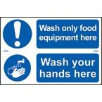 Wash Only Food Equipment Here/ Wash Your Hands Here - Sapp (300 X 100 Mm) Set of 2