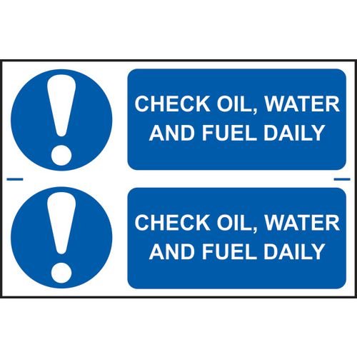 Check Oil, Water Andfuel Daily - Sapp (300 X 200 Mm) Pack of 2