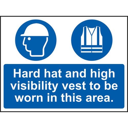 Hard Hat And High Visibility Vest Must Be Worn In This Area - Correx (600 X 450mm)