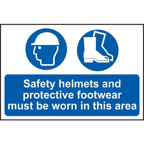 Safety Helmets and Protective Footwearmust Be Worn in This Area - Pp (600 X 400 Mm)