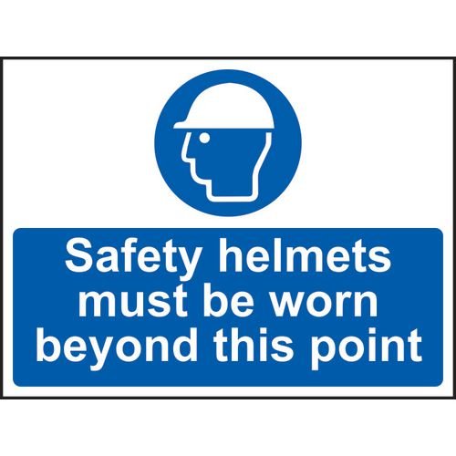 Safety Helmets Must Be Wornbeyond This Point - Sav (600 X 450 Mm)