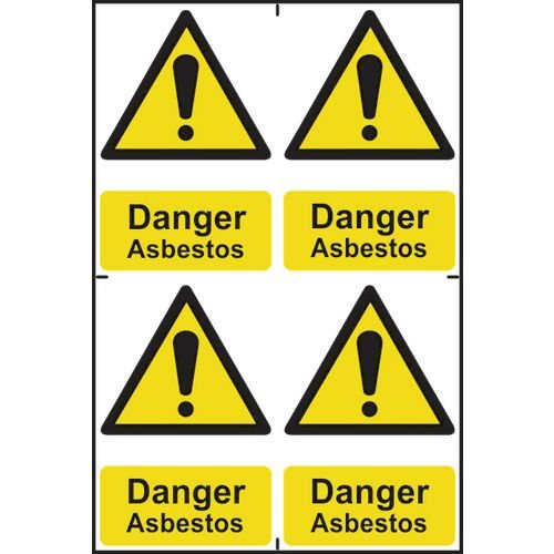 Danger Asbestossapp (100 X 150 Mm) Pack of 4