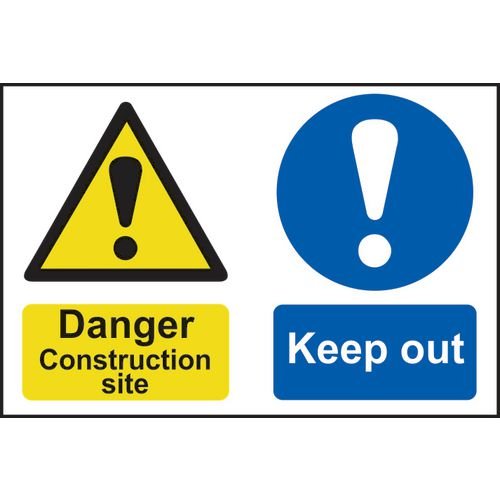Danger Construction Site Keep Out - 1.2mm Recyclable Pp (600 X 400mm)