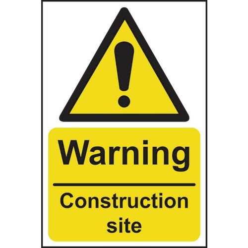 Warning Construction Site - 1.2mm Recyclable Pp (200 X 300mm)