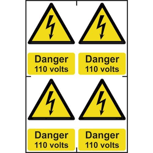 Danger 110 Volts Sapp (100 X 150mm) Pack Of 4