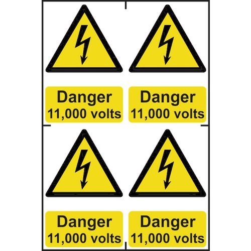Danger 11000 Volts Sapp (100 X 150mm) Pack Of 4