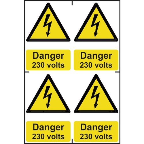 Danger 230 Volts Sapp (100 X 150mm) Pack Of 4