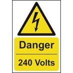 Danger 240 Volts - 1.2mm Recyclable Pp (200 X 300mm)