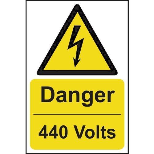 Danger 440 Volts - 1.2mm Recyclable Pp (200 X 300mm)