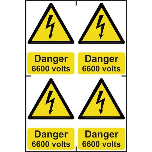 Danger 6600 Volts Sapp (100 X 150mm) Pack Of 4
