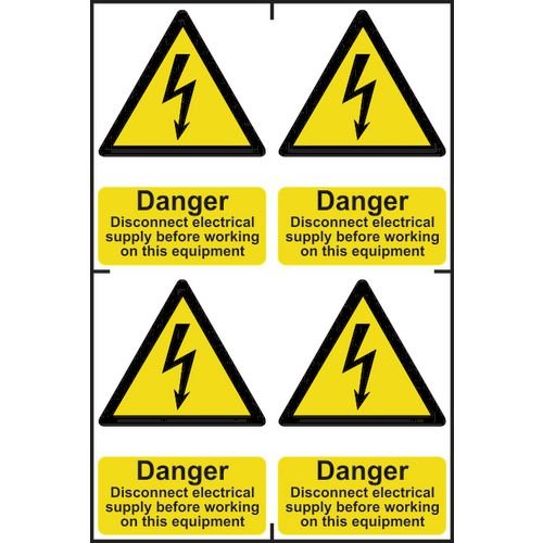 Danger Disconnect Electrical Supply Before Working On This Equipment - Sapp (100 X 150mm) Pack Of 4