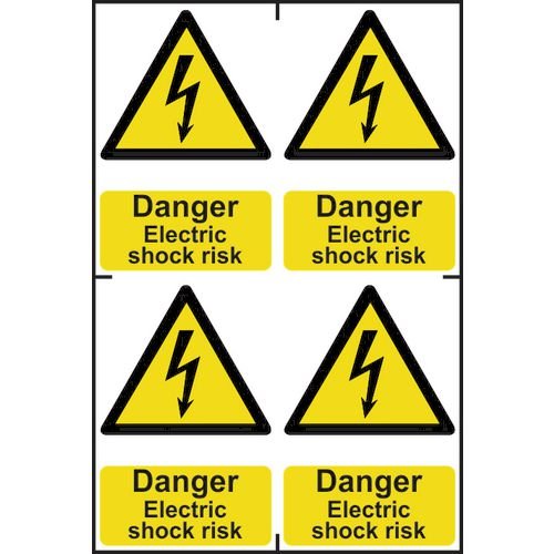 Danger Electric Shock Risk - Sapp (100 X 150mm) Pack Of 4