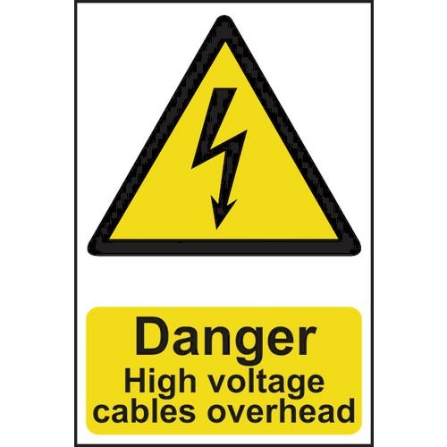 Danger High Voltage Cables Overhead - 1.2mm Recyclable Pp (200 X 300mm)