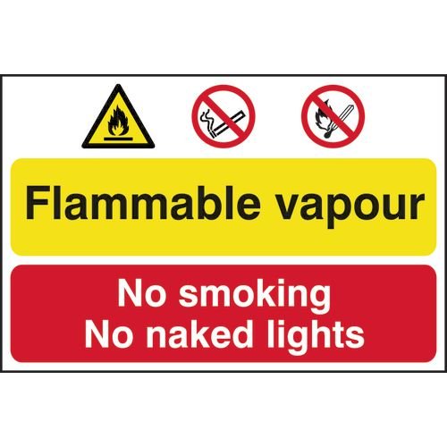 Flammable Vapour / No Smoking Or Naked Lights - Pp (600 X 400mm)