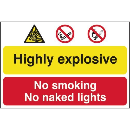Highly Explosive No Smoking Or Naked Lights - Pp (600 X 400mm)