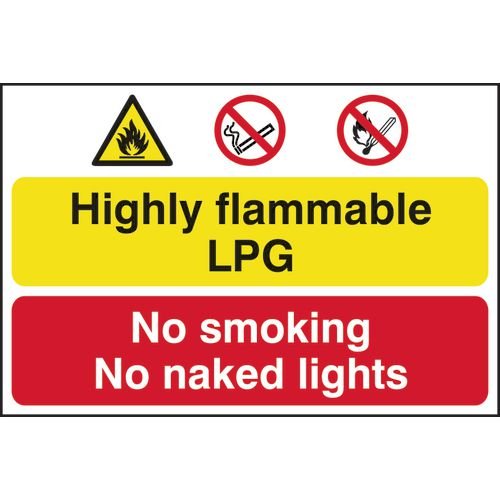 Highly Flammable Lpg No Smoking Or Naked Lights - Pp (600 X 400mm)