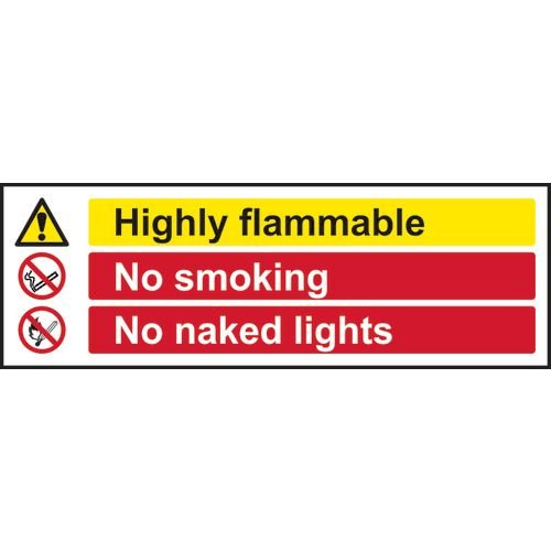Highly Flammable No Smoking No Naked Lights - 1.2mm Recyclable Pp (600 X 200mm)