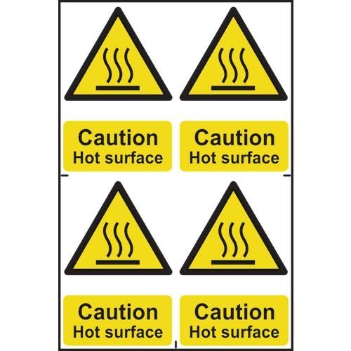 Caution Hot Surface Sapp (100 X 150mm) Pack Of 4