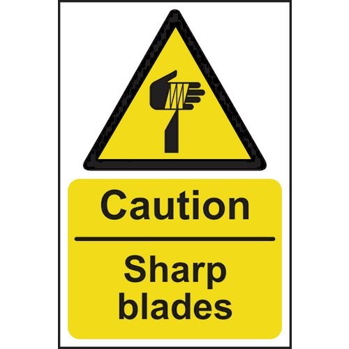 Caution Sharp Blades - 1.2mm Recyclable Pp (200 X 300mm)