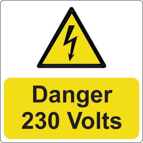 Danger 230 Volts - Pack Of 25 Sav (75 X 75mm)