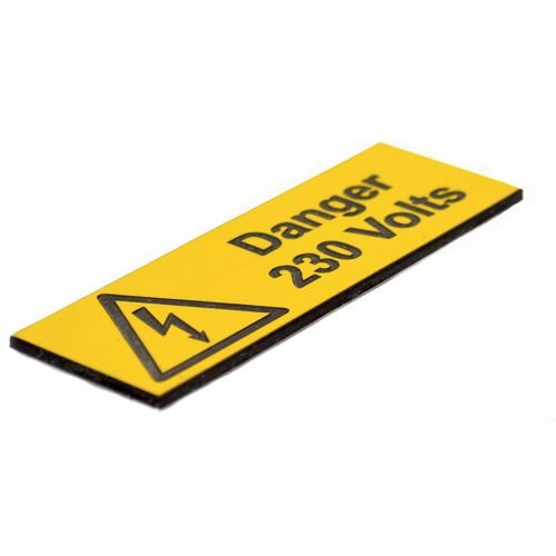 Danger 230 Volts - Pack Of 5 Engraved (75 X 25mm)