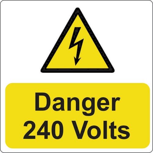 Danger 240 Volts - Pack Of 5 Sapp (75 X 75mm)