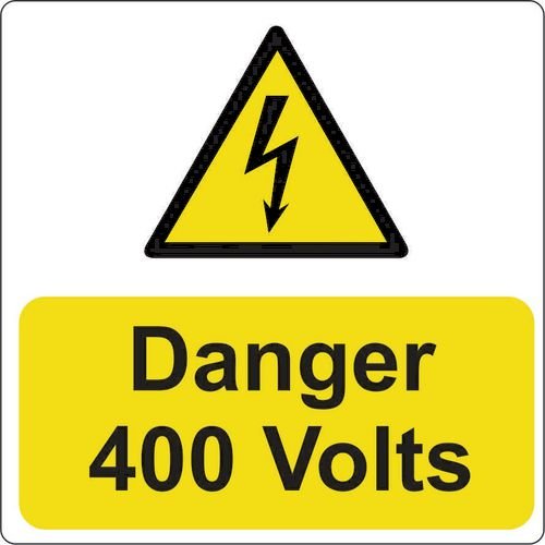 Danger 400 Volts - Pack Of 5 Sav (75 X 75mm)