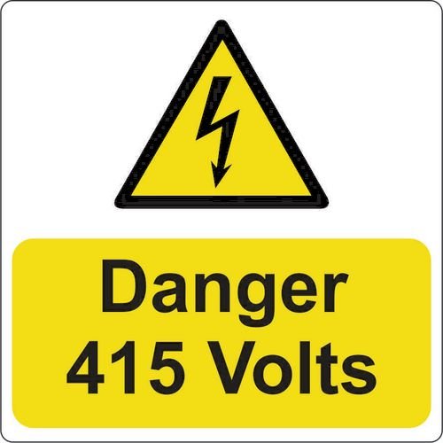 Danger 415 Volts - 100 Roll Sav (75 X 75mm)