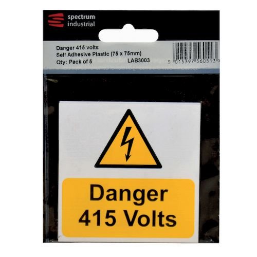 Danger 415 Volts - Pack Of 5 Sapp (75 X 75mm)
