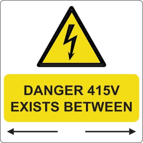 Danger 415 Volts Exists Between - 100 Roll Sav (75 X 75mm)