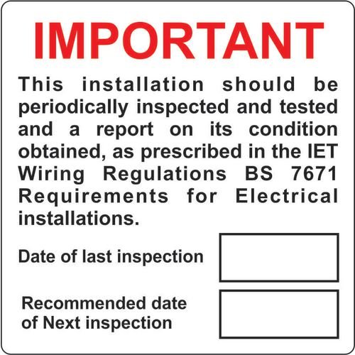 Important Periodic Inspection - Pack Of 25 Sav (75 X 75mm)