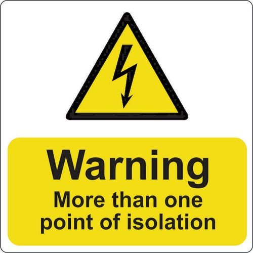 Warning More Than One Point Of Isolation - Pack Of 25 Sav (75 X 75mm)
