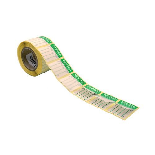 Pass Test Label (Self Laminating) 250 Roll 35 X 15mm
