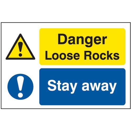 Quarry Sign: Danger Loose Rocks / Stay Away - Fmx (600 X 400mm)