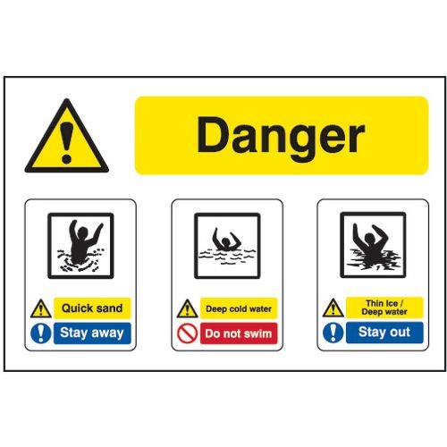 Quarry Sign: Danger Multi-Message - Dib (600 X 400mm)