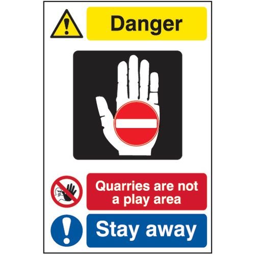 Quarry Sign: Quarries Are Not A Play Area / Stay Away - Dib (400 X 600mm)