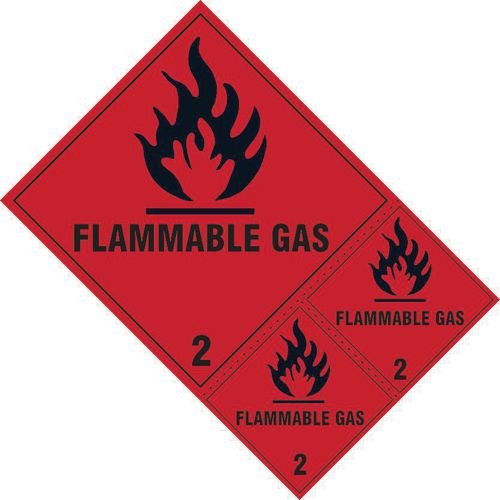Flammable Gas Class 2 Labels - Sav (200 X 300mm) (Pack Of 3)