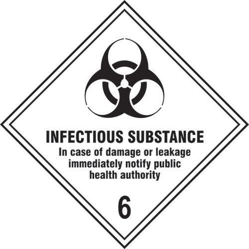 Infectious Substance 6 - Labels (250 X 250mm Pack Of 10)
