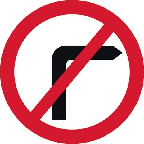 450mm Dia. Dibond 'No Right Turn' Road Sign (Without Channel)